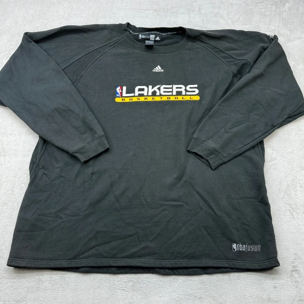 Adidas Sweatshirt Mens 4XL Tall Black Lakers Basketball NBA Fusion Raglan Fleece